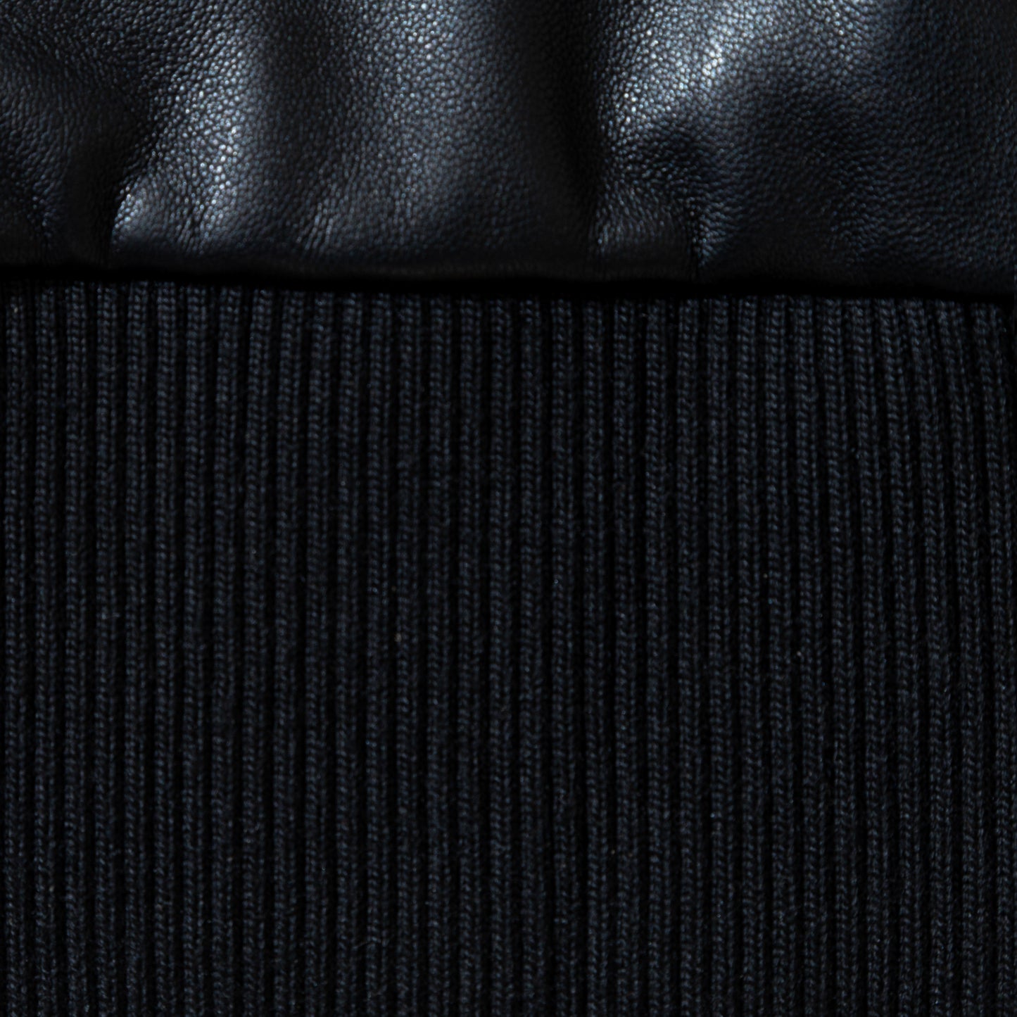 Close-up of black leather and textured black fabric